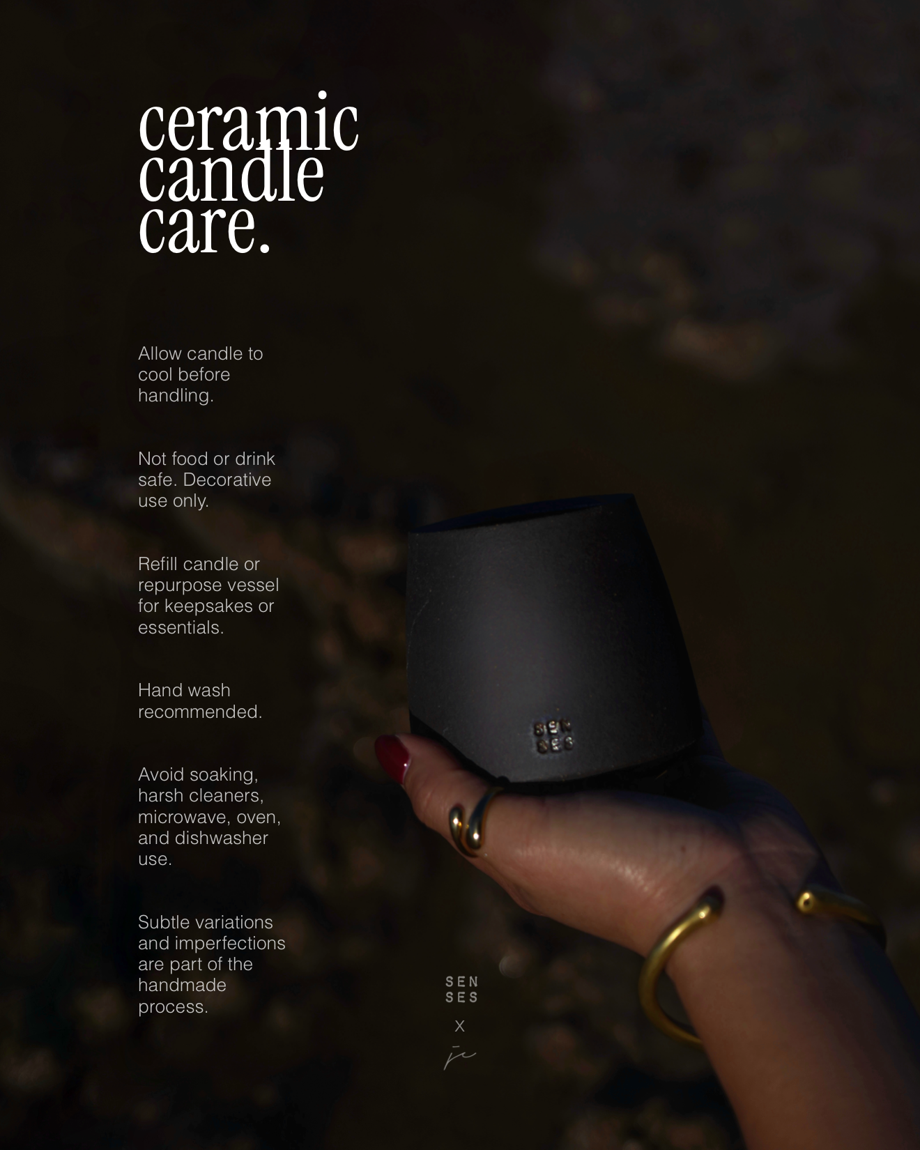 SENSES x JC | Handmade Ceramic Toxin-Free Beeswax Woodwick Candle