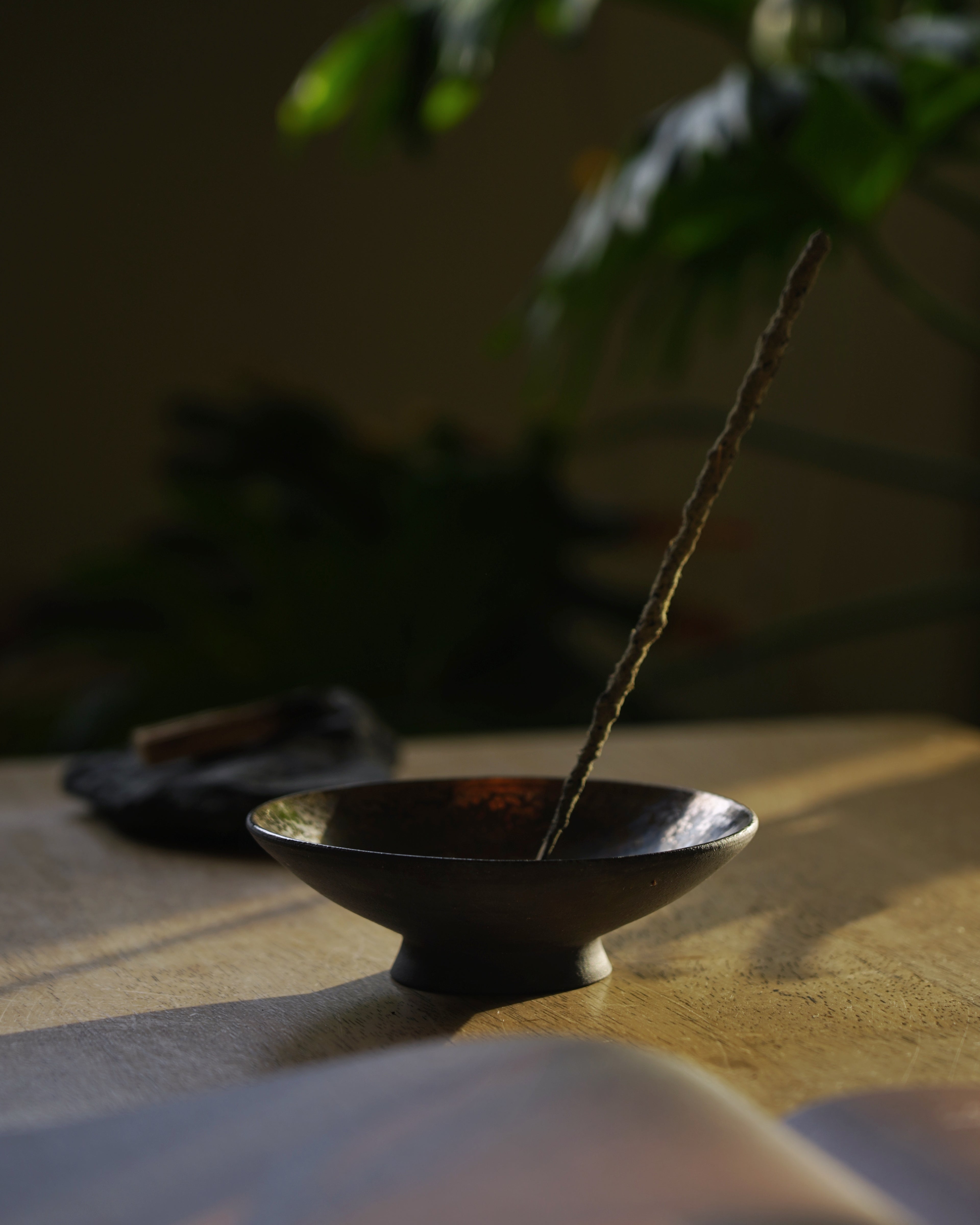 Handmade Black Stoneware Incense Bowl | For Everyday Ritual