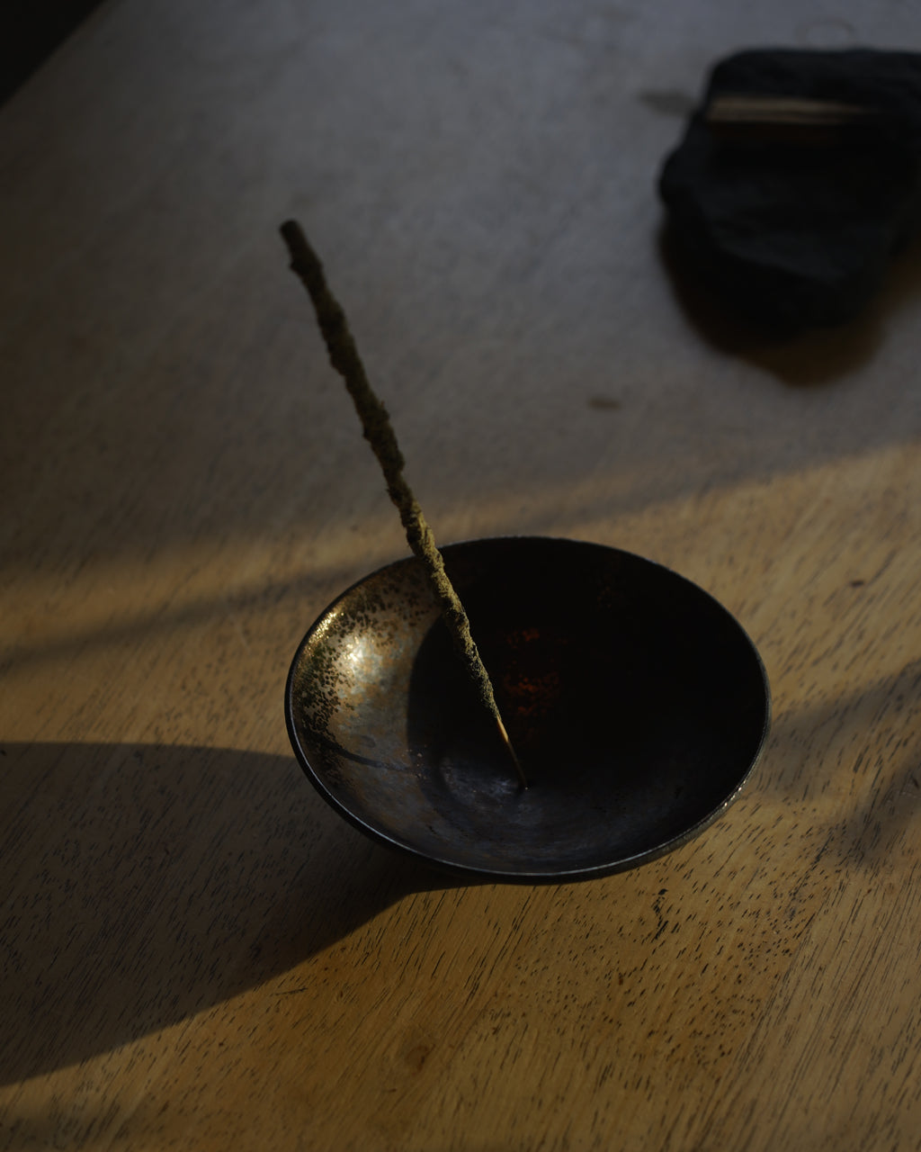 Handmade Black Stoneware Incense Bowl | For Everyday Ritual
