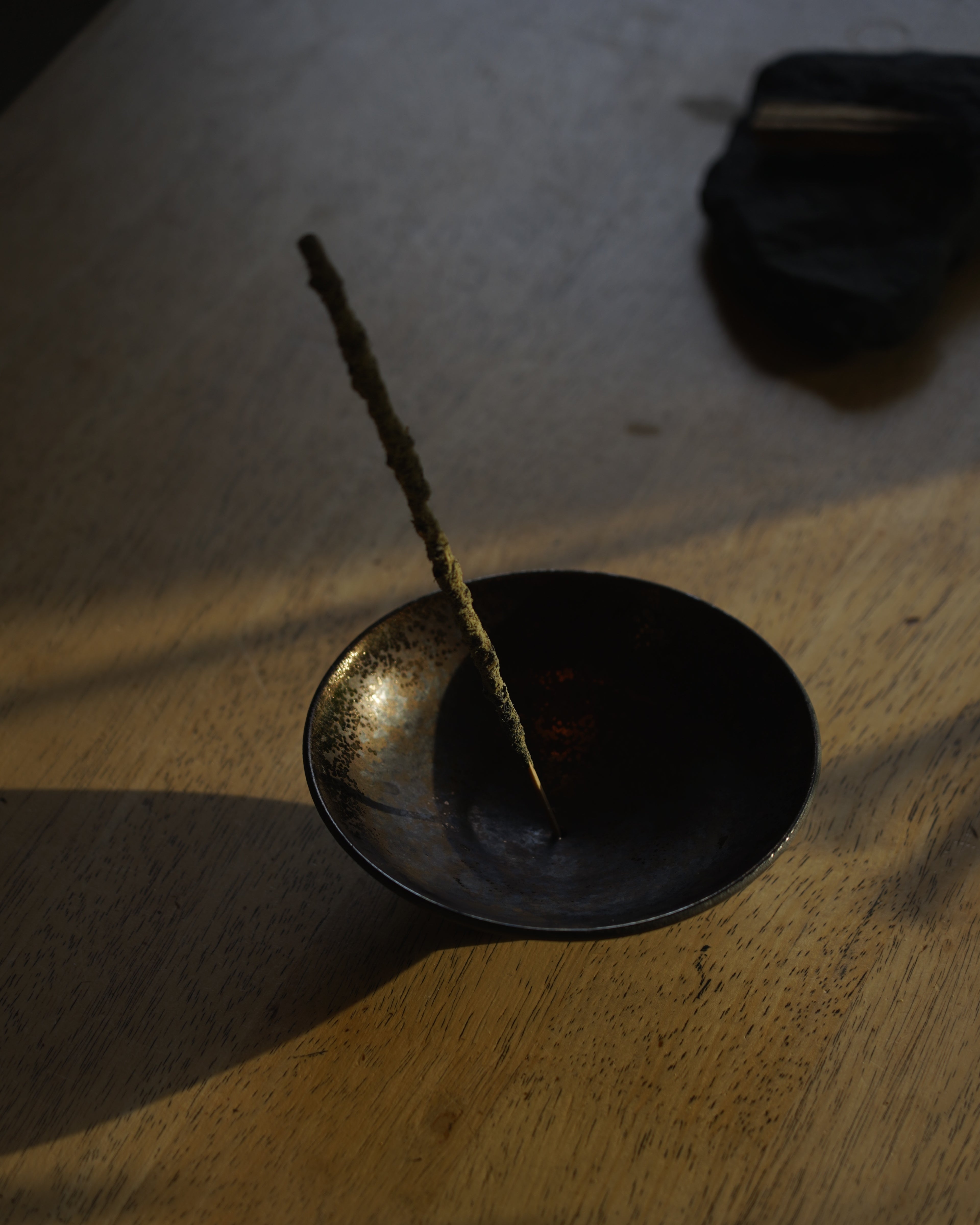 Handmade Black Stoneware Incense Bowl | For Everyday Ritual
