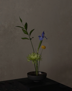 Handmade Black Stoneware Ikebana Bowl (Flower Spike Included) | Floral + Dining Vessel