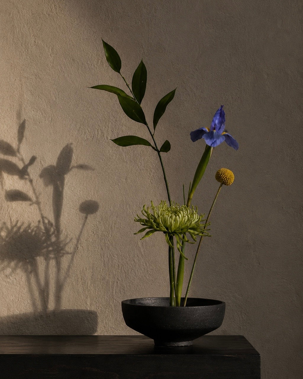Handmade Black Stoneware Ikebana Bowl (Flower Spike Included) | Floral + Dining Vessel